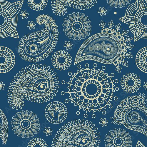 Paisley floral seamless pattern