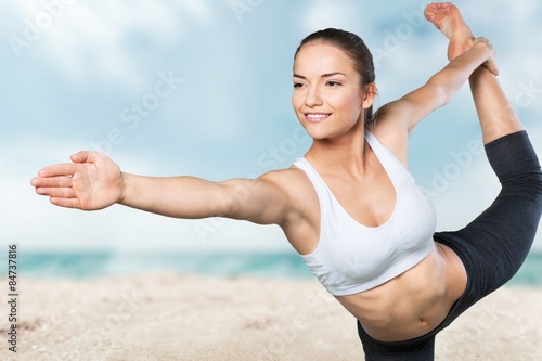 Yoga, Women, Stretching.