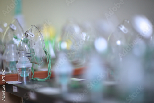 Canvas Print Rows of mouthpiece respirators