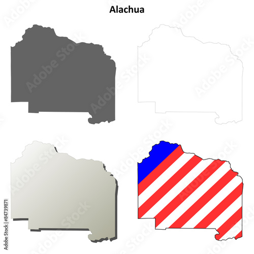 Alachua County (Florida) outline map set photo