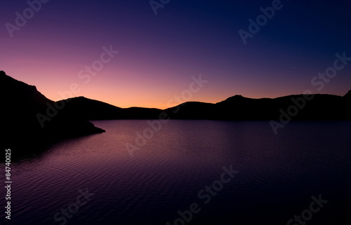 sunrise over the mountain lake