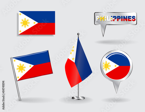 Set of Philippines pin, icon and map pointer flags. Vector Free Download Set of Philippines pin, icon and map pointer flags. Vector - GFXLoad