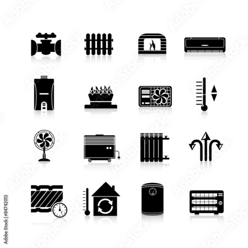 Heating Icons Black Set