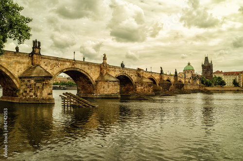 The Old Town with Charles Bridge over Vltava river