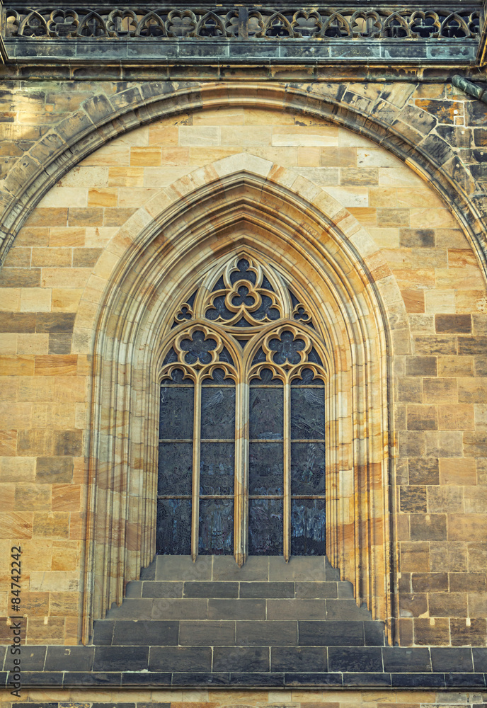 Details of window St. Vitus Cathedral in Prague.