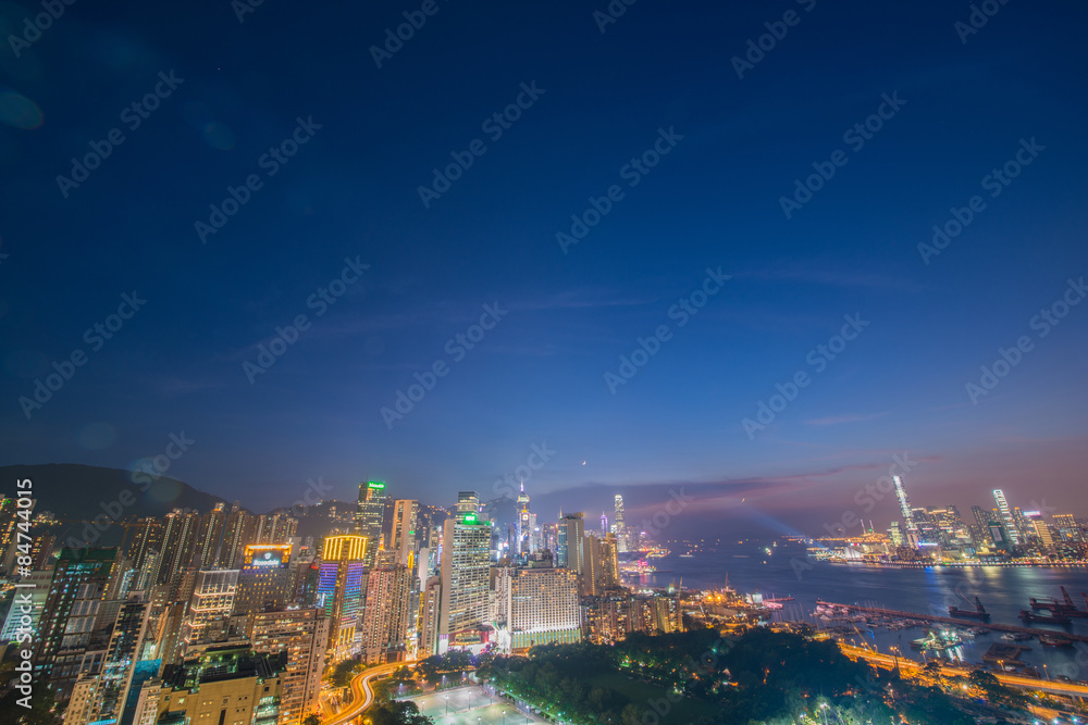 View of Hong Kong during sunset hours