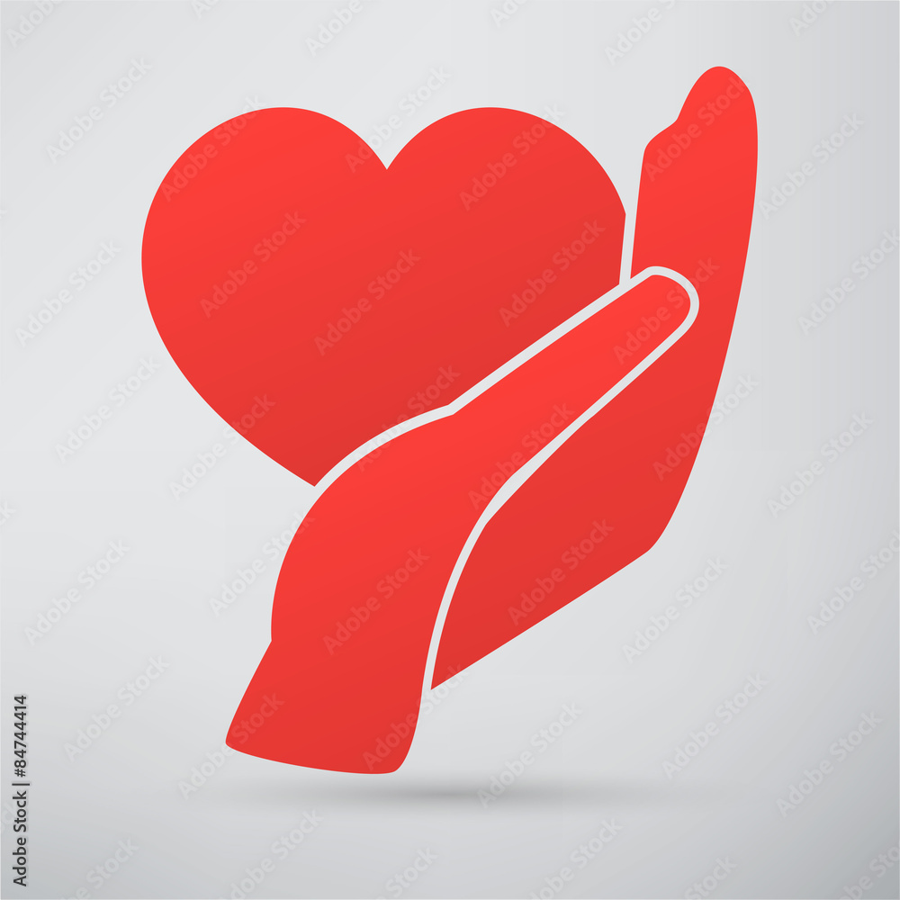 Hands and heart. Icon of kindness and charity Hands and heart. Icon of kindness and charity