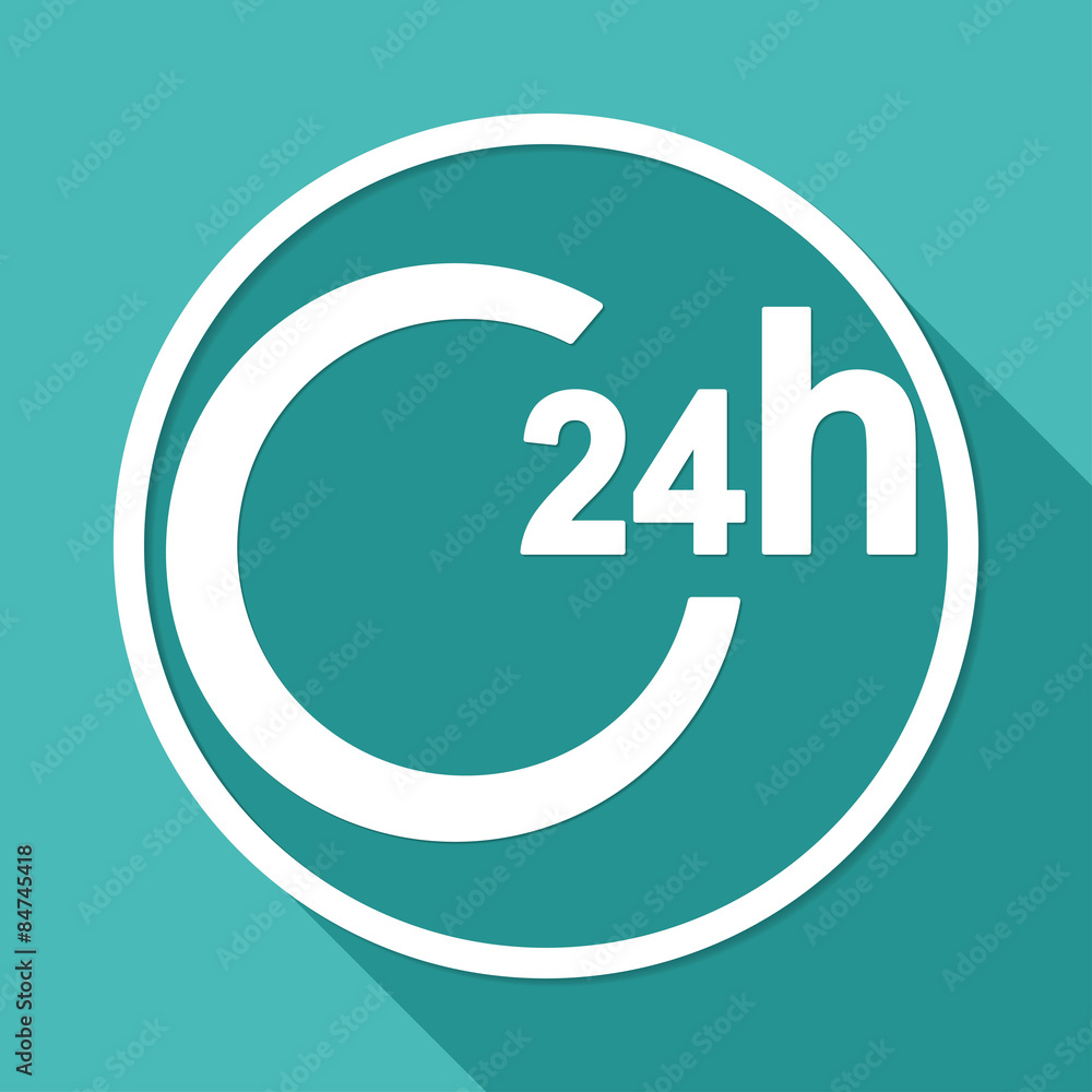clock icon on white circle with a long shadow clock icon on white circle with a long shadow