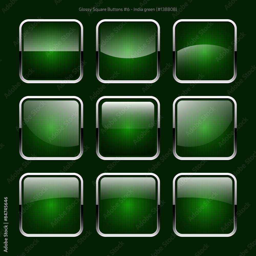 Glossy Square Buttons (India Green) Glossy Square Buttons (India Green)