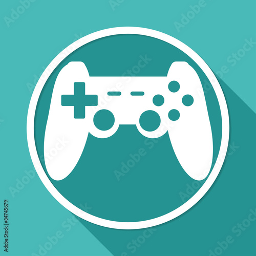 game joypad icon on white circle with a long shadow