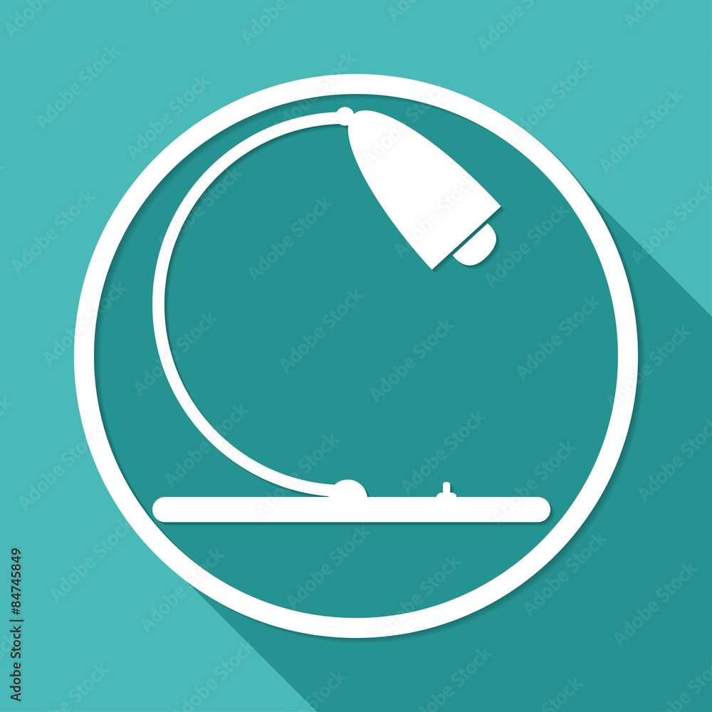 Icon Light bulb on white circle with a long shadow Icon Light bulb on white circle with a long shadow