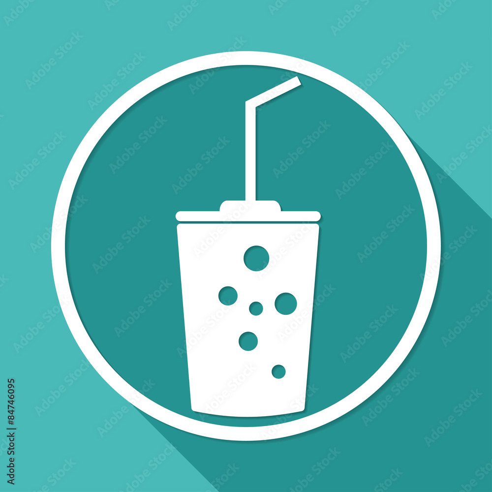 Fast food icon on white circle with a long shadow Fast food icon on white circle with a long shadow