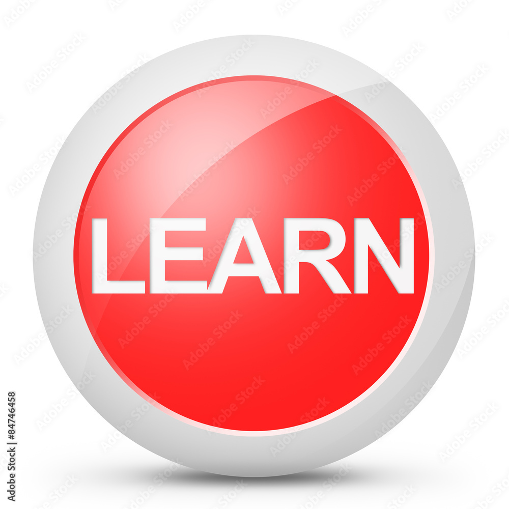 Tasto learn icona rosso Tasto learn icona rosso