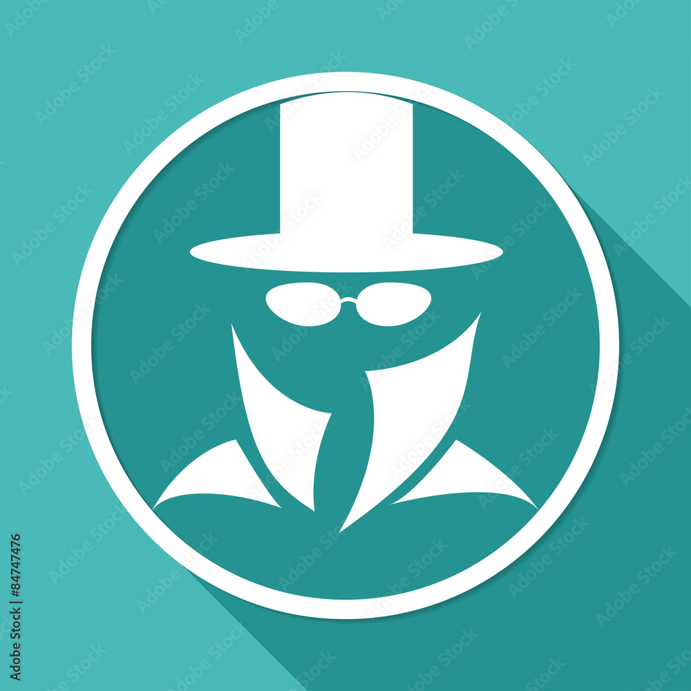 Man in suit. Secret service agent icon a long shadow Man in suit. Secret service agent icon a long shadow