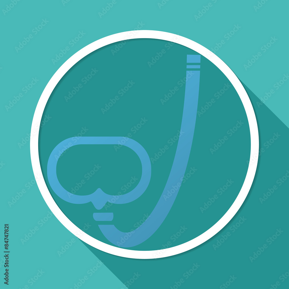 Icon Diver on white circle with a long shadow Icon Diver on white circle with a long shadow