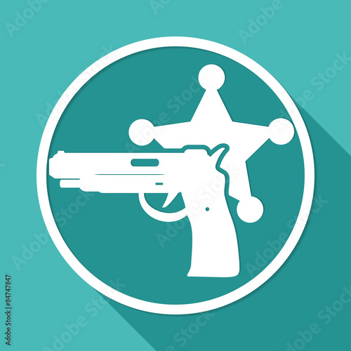 Icon modern police on white circle with a long shadow