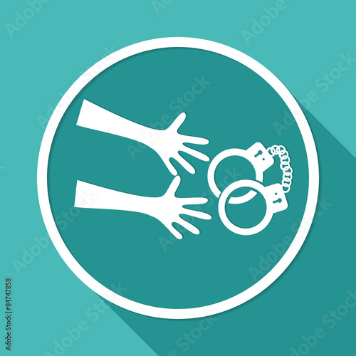 Icon modern police on white circle with a long shadow