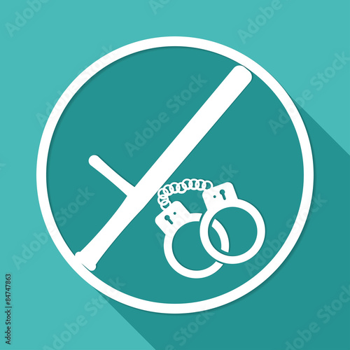 Icon modern police on white circle with a long shadow