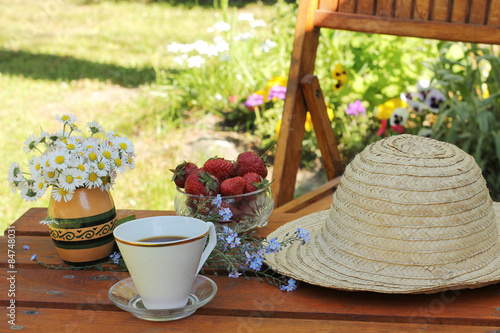coffee in the garden in summer time