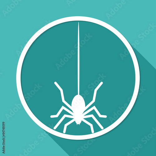 Icon Spider on white circle with a long shadow