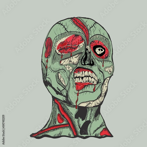 zombie head with brain