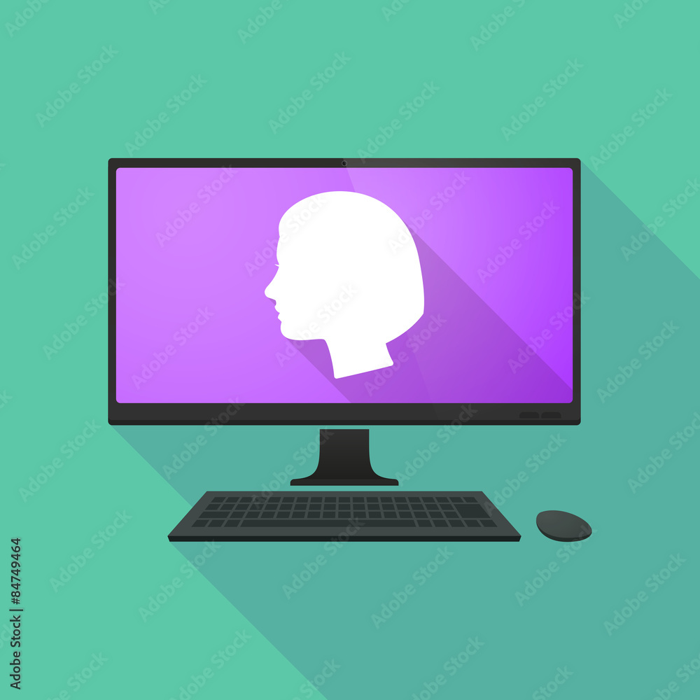 Personal computer with a female head Personal computer with a female head