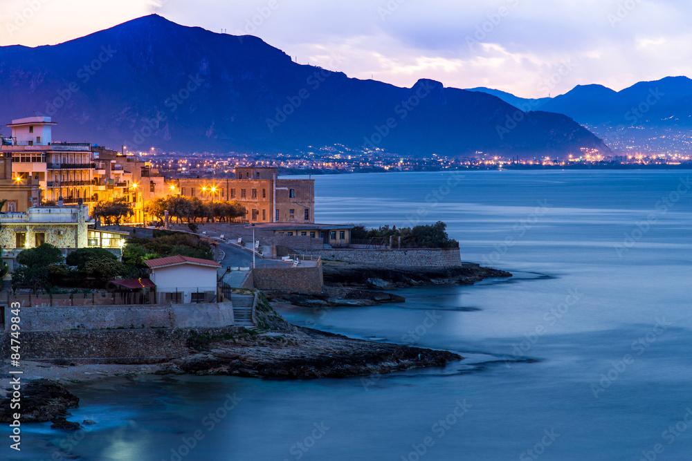 Town of Aspra near Palermo at dawn