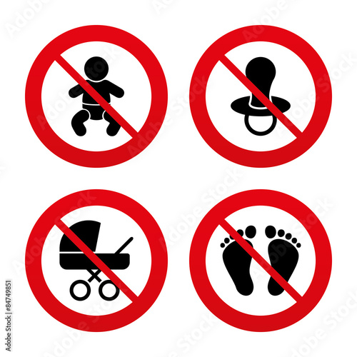 Baby infants icons. Buggy and dummy symbols.