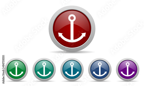 anchor vector web icon set