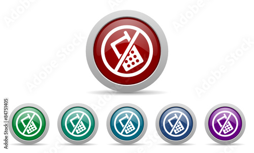 no phone vector web icon set