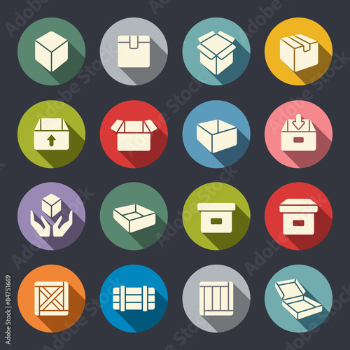 Box icon flat style set