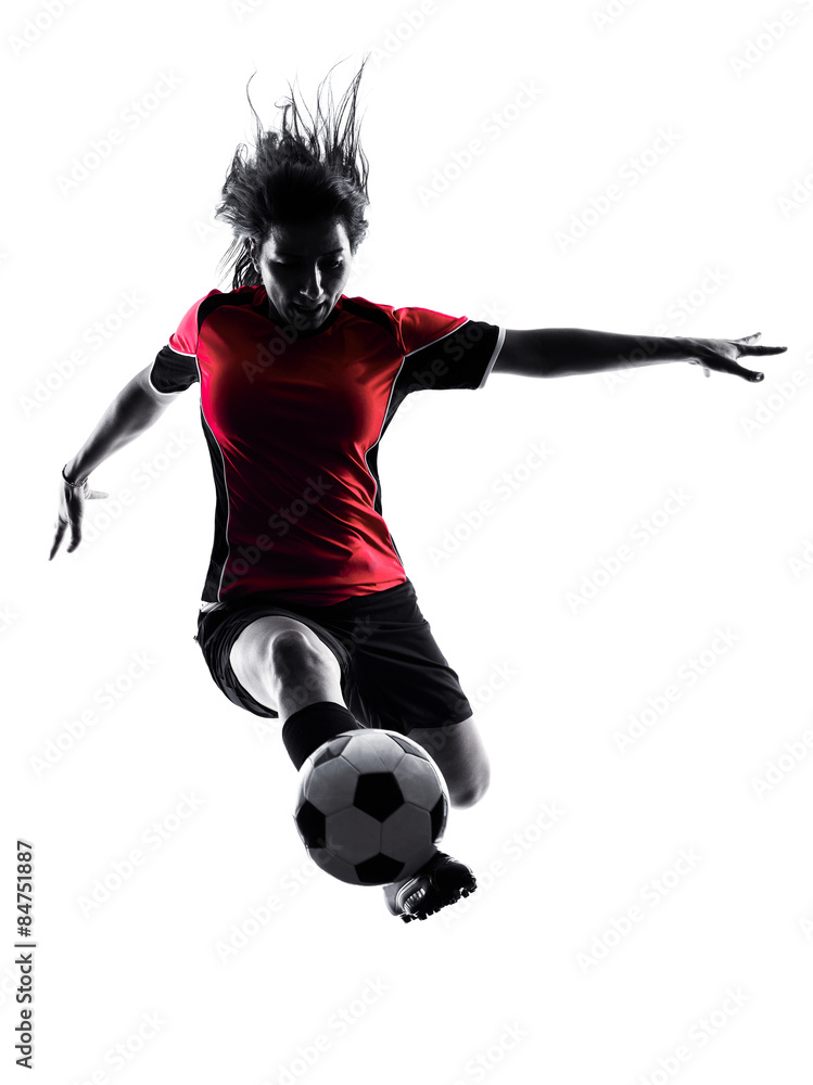 woman soccer player isolated silhouette woman soccer player isolated silhouette