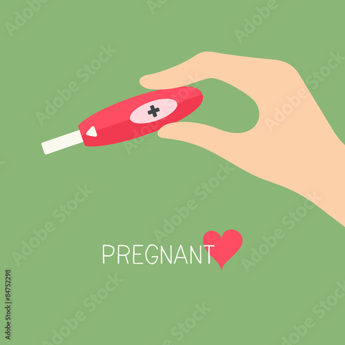 Female hand holding pregnancy test vector illustration © missbobbit