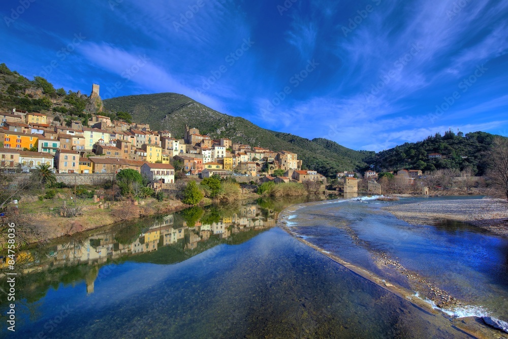 The village of Roquebrun in the Languedoc, France