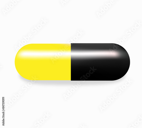 Yellow and black capsules medicine