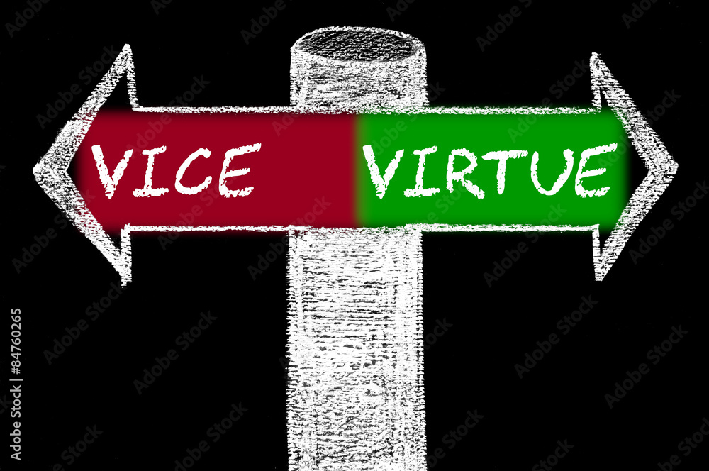 Opposite arrows with Vice versus Virtue