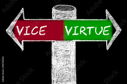 Obraz na płótnie Opposite arrows with Vice versus Virtue w salonie