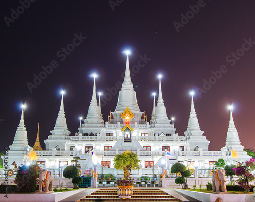 Wat Asokaram in the sunset, Samut Prakan province of Thailand