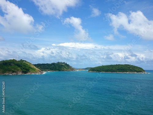 Green island with blue sea and blue sky © arunsawat