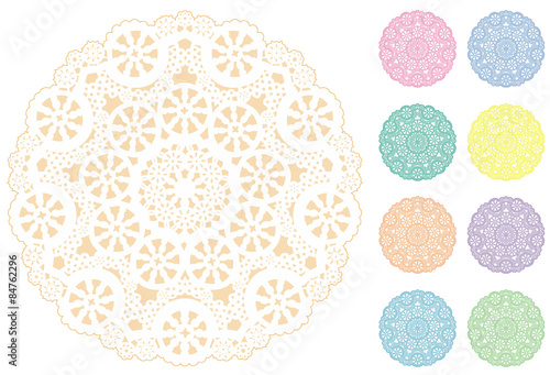Lace Doily Place Mats, vintage snowflake design, 9 pastels