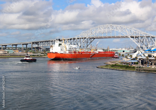Oil Tanker Ship going into Corpus Christi Texas Ship Channel photo