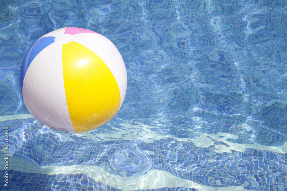  Ball floating in a blue swimming poo