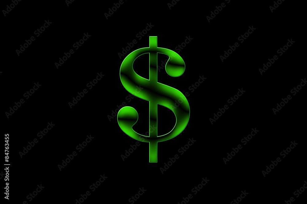 Illustration of a Green Dollar Sign on Black Background Illustration of a Green Dollar Sign on Black Background
