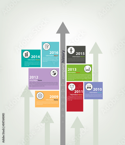 timeline & milestone company history infographic in vector style