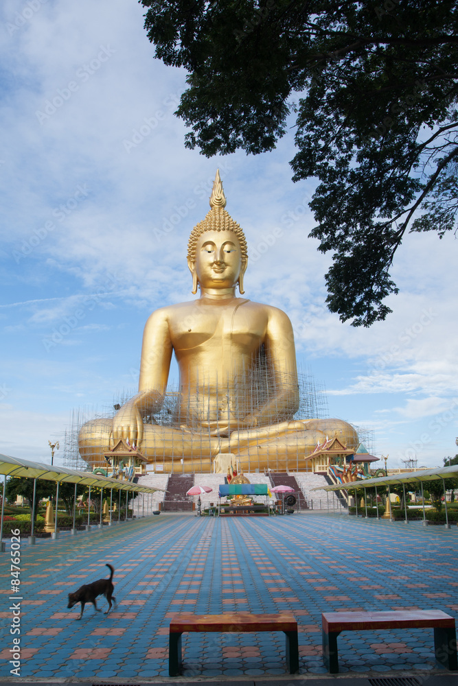 Gold buddha statue under construction in Thai temple with clear sky.WAT MUANG, Ang Thong, THAILAND.
Gold buddha statue under construction in Thai temple with clear sky.WAT MUANG, Ang Thong, THAILAND.
