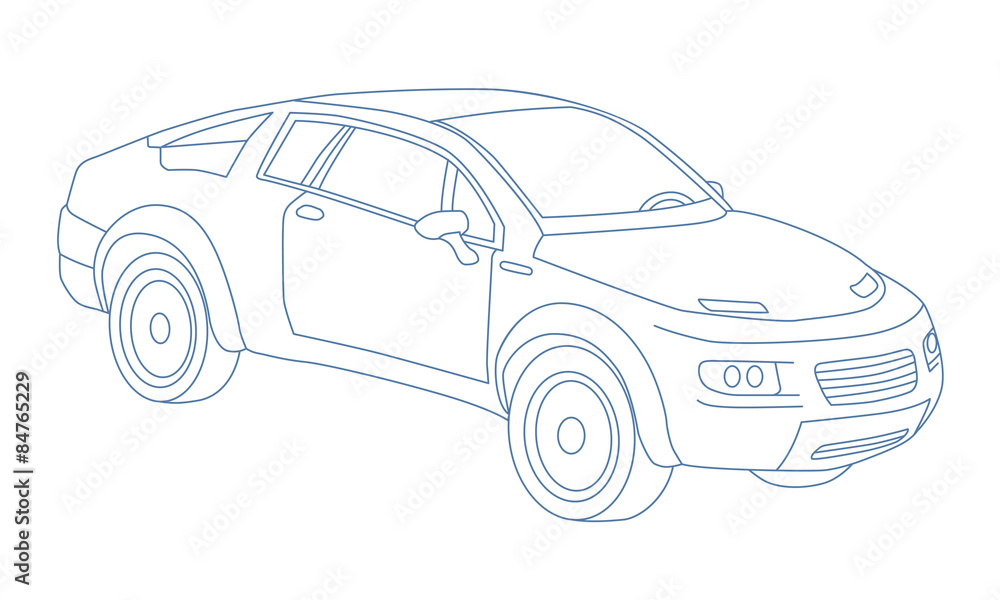 Fototapeta premium SUV(Sport Utility Vehicle) line drawing illustration