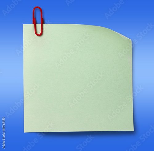 Blank green sticker and red clip