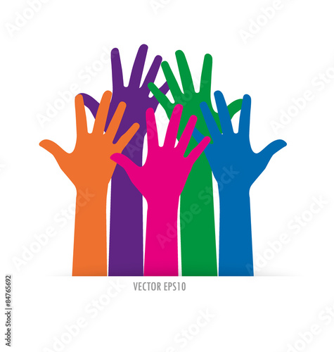 Raised hands. Vector illustration.