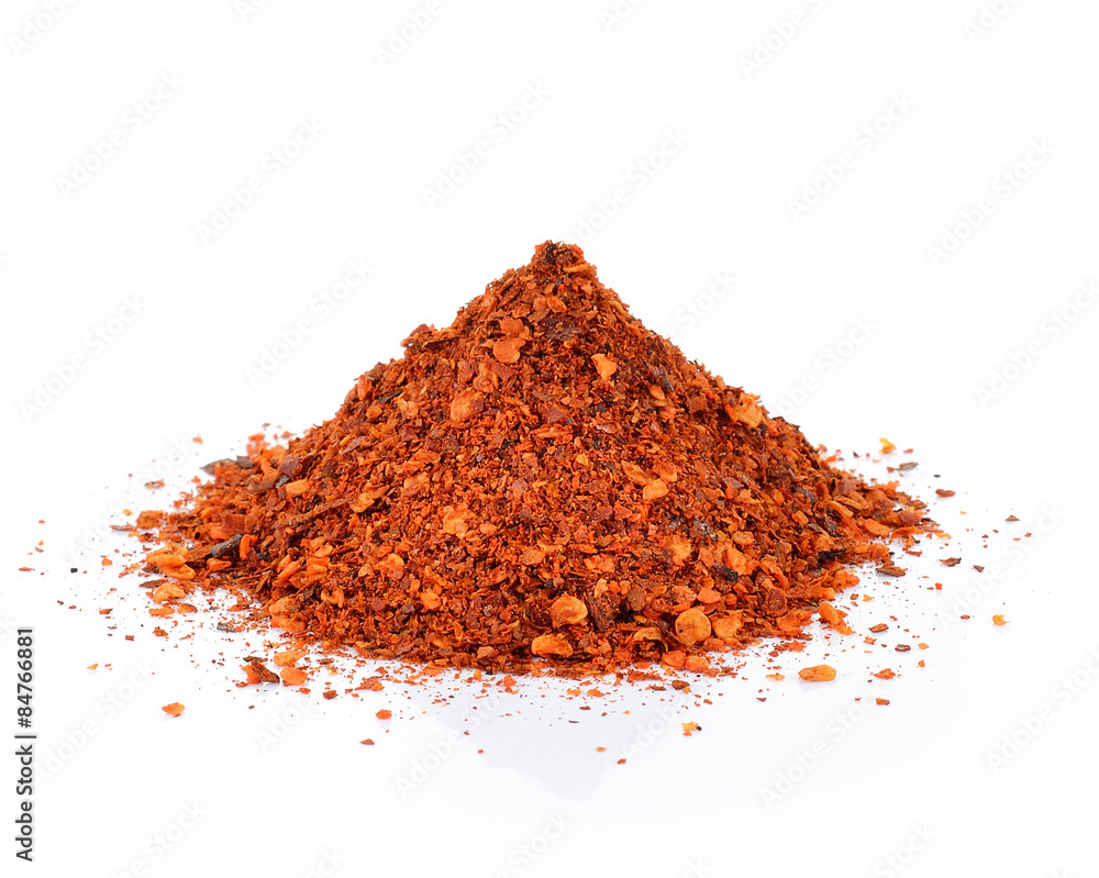 Red Chili Pepper powder isolated on white background Red Chili Pepper powder isolated on white background