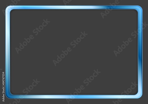 Vibrant blue neon frame on dark background